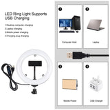 7.9 Mirror Light With Tripod & Usb 3 Modes Dual Colour Curved Ring Light For Vlogging Selfie Photography Video Phone Clamp - Black-1915196803599437828
