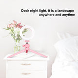12Cm Led Ring Light With Usb 3 Modes Dimmable Cold Shoe Tripod Ball Head - Pink-1915196537399545865