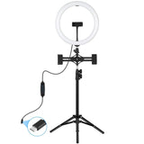 11.8 Led Ring Light Kit With Tripod & Dual Phone Brackets - 3 Modes Dual Colour Temperature Curved Surface Type-C - Black-1915196511776542721