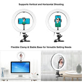 10.2 Ring Light With Monitor Clip & Usb 3 Modes Dual Colour Temperature Dimmable Curved Diffuse Vlogging Selfie Beauty Photography Video Lights Phone Clamp - Black-1915196778140012551