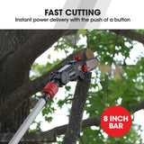 NNEMB PC3 20V SYNC Cordless Pole Saw Kit, 8 inch Chainsaw Pruner, Telescopic Handle, with Battery and Charger Kit