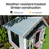 NNEMB Cubby House, Outdoor Wooden DIY Timber Cottage Style Playhouse, for Children