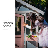NNEMB Cubby House, Outdoor Wooden DIY Timber Cottage Style Playhouse, for Children