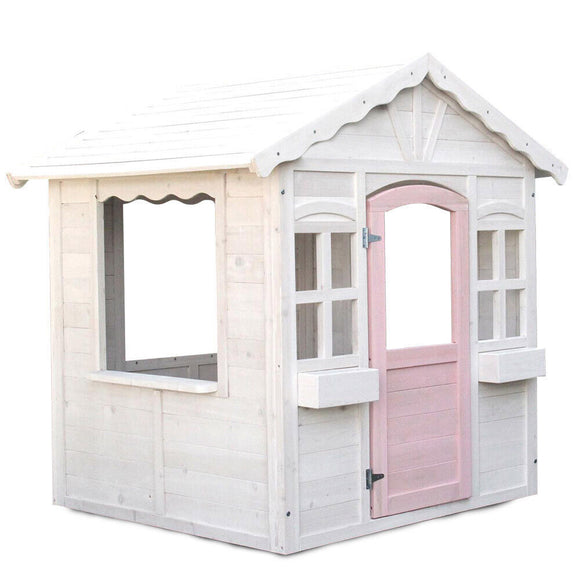 NNEMB Cubby House, Wooden Outdoor DIY Timber Cottage Style Playhouse, for Children