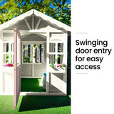 NNEMB Cubby House, Wooden Outdoor DIY Timber Cottage Style Playhouse, for Children
