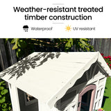 NNEMB Cubby House, Wooden Outdoor DIY Timber Cottage Style Playhouse, for Children