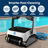 NNEMB Grampus 800 Robotic Pool Cleaner, Automatic Vacuum with Quick Clean, Wall Climbing Capability, Powerful Triple Motors, Large Filter Baskets, Ideal for Large In-Ground Pools