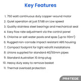 NNEMB Variable Speed Pump, 1.0HP, 3 Speeds, Quiet, Economical, for Swimming Pool and Spa