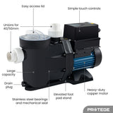 NNEMB Swimming Pool Spa Variable Speed Water Pump, 1.5HP, 3 Speeds, Quiet, Economical, for Swimming Pool and Spa