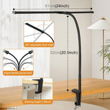 Double Head Clip Desk Lamp With Gooseneck Tube Led In Black-1915196496245035010