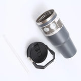 NNEOBA Portable Stainless Steel Car Tumbler Cup with Straw & Handle