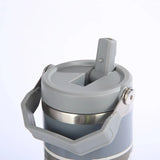 NNEOBA Portable Stainless Steel Car Tumbler Cup with Straw & Handle