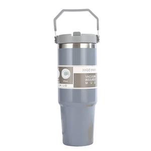 NNEOBA Portable Stainless Steel Car Tumbler Cup with Straw & Handle