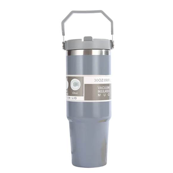 NNEOBA Portable Stainless Steel Car Tumbler Cup with Straw & Handle