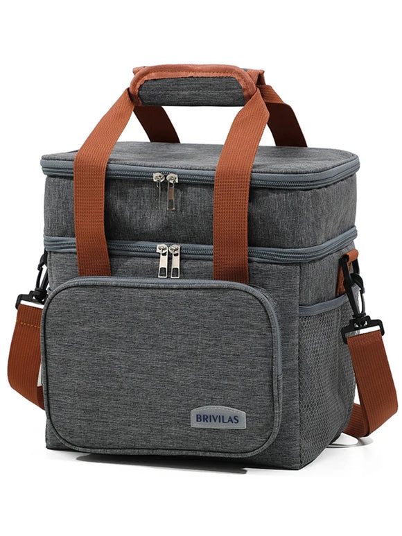 NNEOBA Portable Double Layer Lunch Bag (Grey)