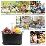 NNEOBA Foldable Grocery Basket with Handle for Shopping & Picnic