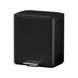 NNEDSZ Pedal Bins Rubbish Bin Dual Compartment Waste Recycle Dustbins 40L Black
