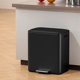 NNEDSZ Pedal Bins Rubbish Bin Dual Compartment Waste Recycle Dustbins 40L Black