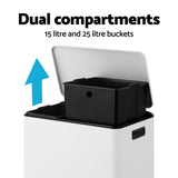 NNEDSZ Pedal Bins Rubbish Bin Dual Compartment Waste Recycle Dustbins 40L White