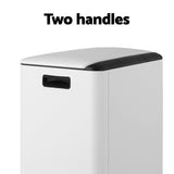 NNEDSZ Pedal Bins Rubbish Bin Dual Compartment Waste Recycle Dustbins 40L White