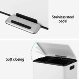 NNEDSZ Pedal Bins Rubbish Bin Dual Compartment Waste Recycle Dustbins 40L White