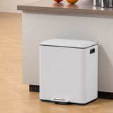 NNEDSZ Pedal Bins Rubbish Bin Dual Compartment Waste Recycle Dustbins 40L White