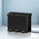 NNEDSZ Pedal Bins Rubbish Bin Triple Compartments Waste Recycle Dustbins 45L