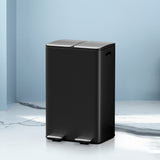 NNEDSZ Pedal Bins Rubbish Bin Dual Compartment Waste Recycle Dustbins 60L Black