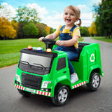 NNEDSZ Kids Ride On Car Garbage Truck Police Light 12V Electric Toys Cars Green
