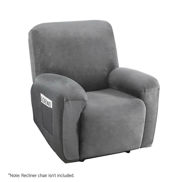 NNEDSZ Artiss Recliner Chair Covers 1 Seater Velvet Grey