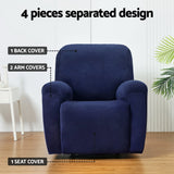 NNEDSZ Artiss Recliner Chair Covers 1 Seater Velvet Navy
