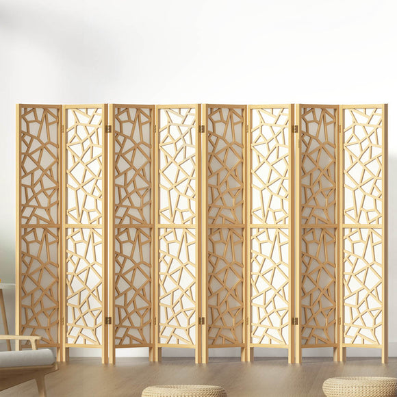 NNEDSZ Artiss 8 Panel Room Divider Screen 325x170cm Clover Natural