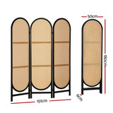 NNEDSZ 3 Panel Room Divider Screen 151x180cm Rattan Brown