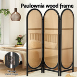 NNEDSZ 3 Panel Room Divider Screen 151x180cm Rattan Brown