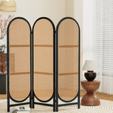 NNEDSZ 3 Panel Room Divider Screen 151x180cm Rattan Brown