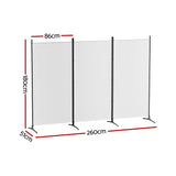 NNEDSZ Artiss 3 Panel Room Divider Screen 260x180cm Fabric White