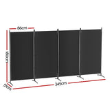 NNEDSZ Artiss 4 Panel Room Divider Screen 345x180cm Fabric Black
