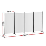 NNEDSZ Artiss 4 Panel Room Divider Screen 345x180cm Fabric White