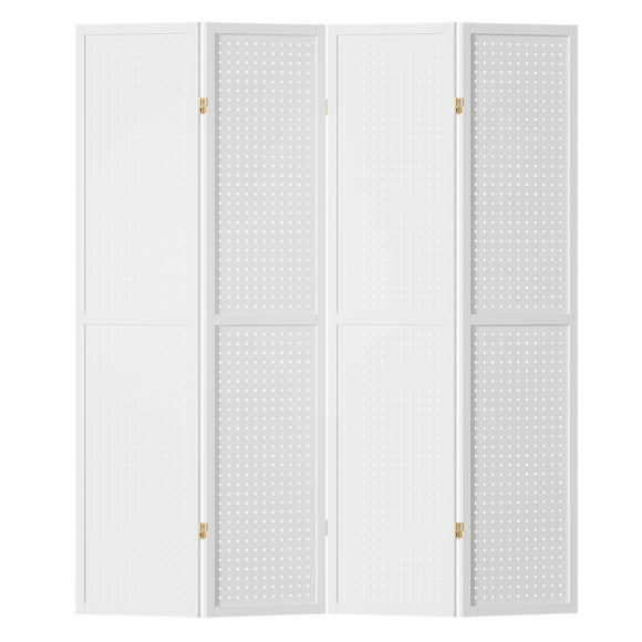 NNEDSZ 4 Panel Room Divider Screen 164x170cm Pegboard White