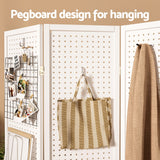 NNEDSZ 4 Panel Room Divider Screen 164x170cm Pegboard White