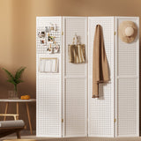 NNEDSZ 4 Panel Room Divider Screen 164x170cm Pegboard White