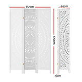 NNEDSZ 3 Panel Room Divider Screen 132x170cm Circle White