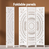 NNEDSZ 3 Panel Room Divider Screen 132x170cm Circle White