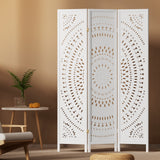 NNEDSZ 3 Panel Room Divider Screen 132x170cm Circle White