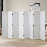 NNEED 8 Panel Room Divider Timber Farbic White