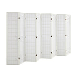 NNEED 8 Panel Room Divider Timber Farbic White
