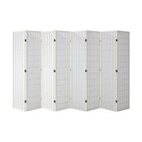 NNEED 8 Panel Room Divider Timber Farbic White
