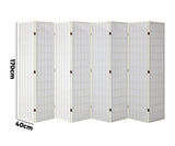 NNEED 8 Panel Room Divider Timber Farbic White