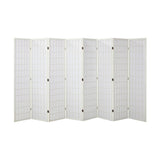 NNEED 8 Panel Room Divider Timber Farbic White