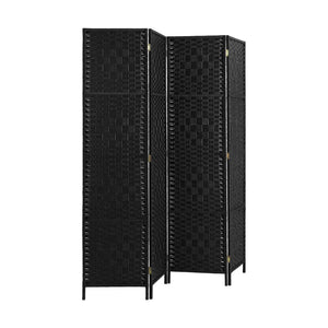 NNEED 4 Panel Room Divider Privacy Screen Black